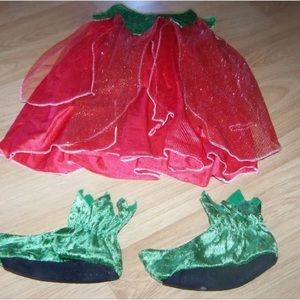 Infant Size 12-18 Months Strawberry Fairy Halloween Costume Dress & Shoes EUC